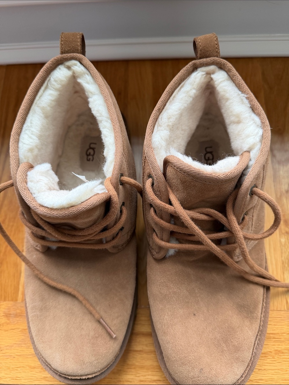 UGG Chestnut Suede Shearling Lace-Up Ankle Boots